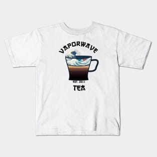 Vaporwave Aesthetic Great Wave Off Kanagawa Cafe Coffee Tea T-Shirt Kids T-Shirt